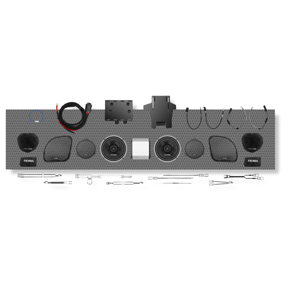 Cicada Audio 14FLX7CXX-4X2 — 700W 4-Channel FLX Amplifier & CXX Pro Coaxial Front-Stage System for 2014–2023 Harley Touring