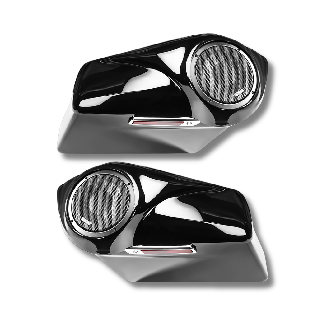 Cicada Audio 14HDXBAG10LID8 Extended Saddlebag System with 8″ Lid & 10″ Bag Cutouts (2014–2023 Harley Touring)