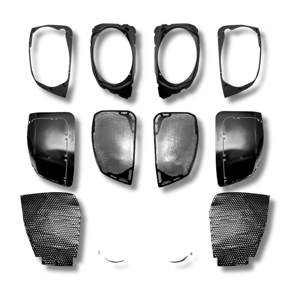 Cicada Audio 24FLXPCHCMB-4X4RG – Level 3 PRO Mid-Bass Full Stage Kit for 2024+ Road Glide® (1,400W DSP + Horn Fronts, CMB69 Rear)