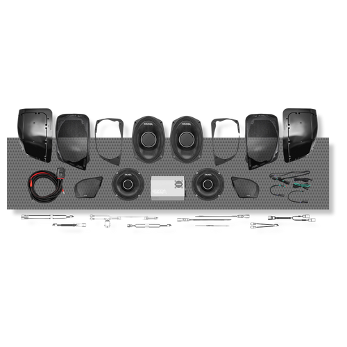 Cicada Audio 24FLXCHX-4X4RG — Level 5 Full Stage Kit for 2024+ Road Glide® (1,400W + Carbon Matrix Horn Coaxials)