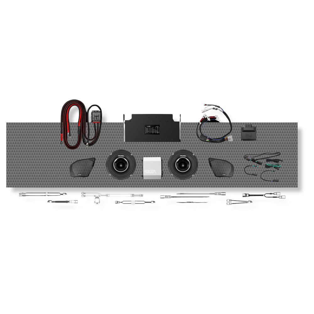 Cicada Audio 24FLXPCH-4X2RG — Level 3 PRO Front Stage Kit for 2024+ Road Glide® (DSP Amp + Horn Coaxial)