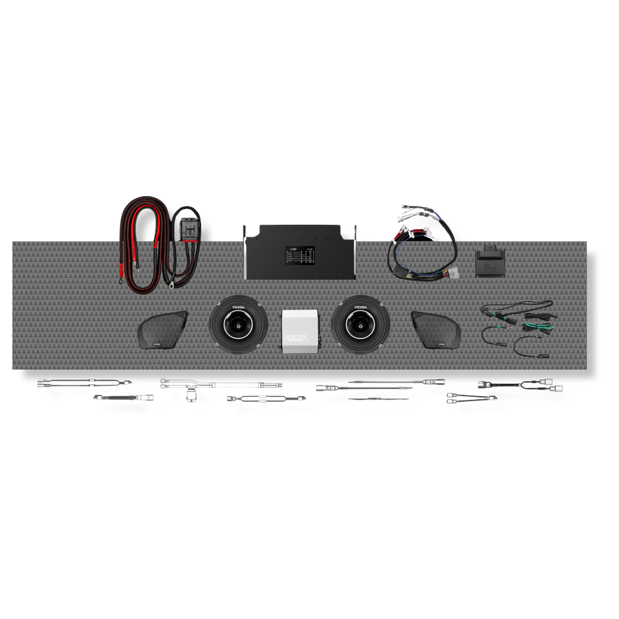 Cicada Audio 24FLXPCH-4X2RG — Level 3 PRO Front Stage Kit for 2024+ Road Glide® (DSP Amp + Horn Coaxial)