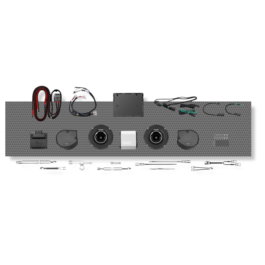 Cicada Audio 24FLXPCH-4X2SG — Level 3 PRO Front Stage Kit for 2024+ Street Glide® (DSP Amp + Horn Coaxial)
