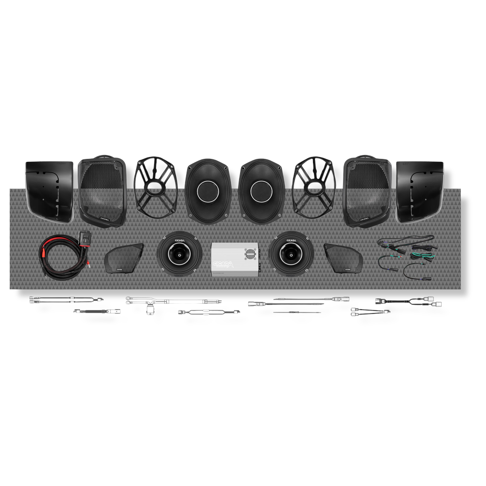 Cicada Audio 24FLXPCH-4X4RG — Level 3 PRO Full Stage Kit for 2024+ Road Glide® (1,400W DSP + Horn Coaxials)