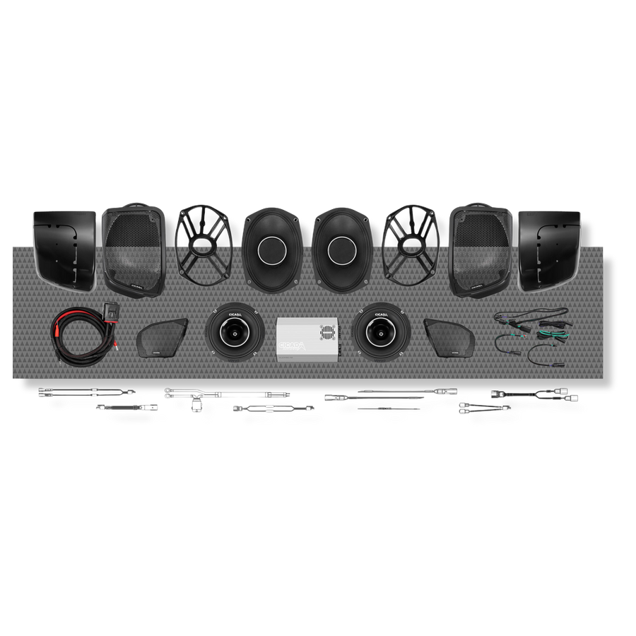 Cicada Audio 24FLXPCH-4X4RG — Level 3 PRO Full Stage Kit for 2024+ Road Glide® (1,400W DSP + Horn Coaxials)