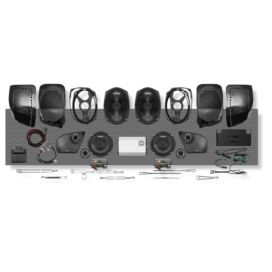 Cicada Audio 24FLXPCM-4X8RG — Level 4 PRO Full Stage Kit for 2024+ Road Glide® (1,400W DSP + Active Component Front & Rear)