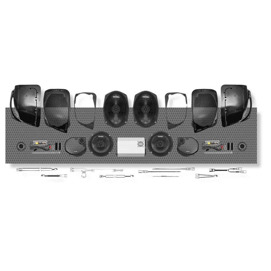 Cicada Audio 24FLXPCM-4X8SG — Level 4 PRO Full Stage Kit for 2024+ Street Glide® (1,400W DSP + Active Component Front & Rear)