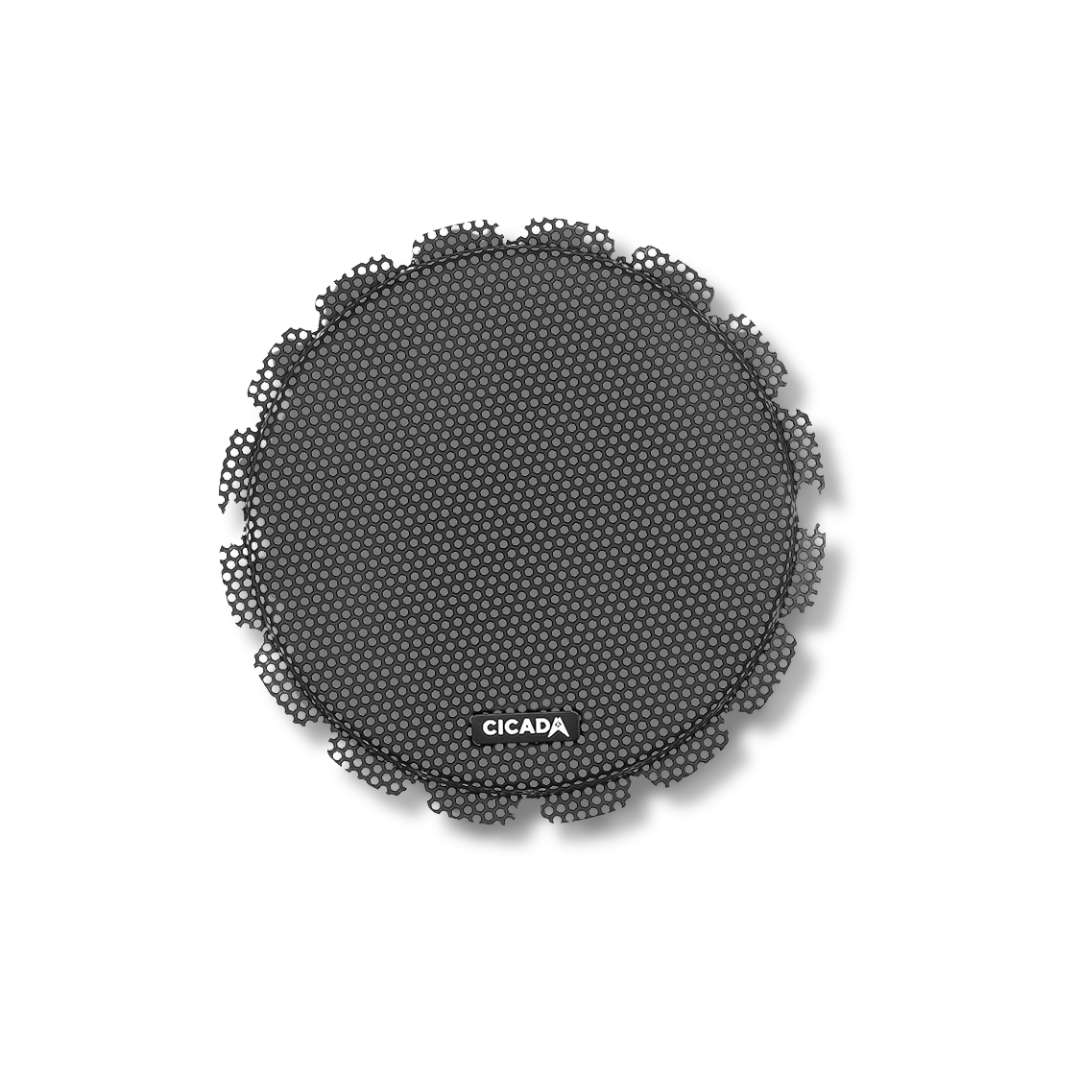 Cicada Audio CBG8F — 8″ Flush Style Billet Speaker Grilles (Black Aluminium Rings, Pair)
