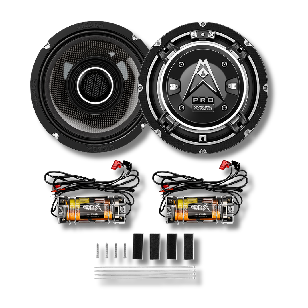 Cicada Audio CHX65.2PRO – 6.5" PRO Coaxial Horn Motorcycle Speakers (2Ω, N45SH Neodymium, Pair)