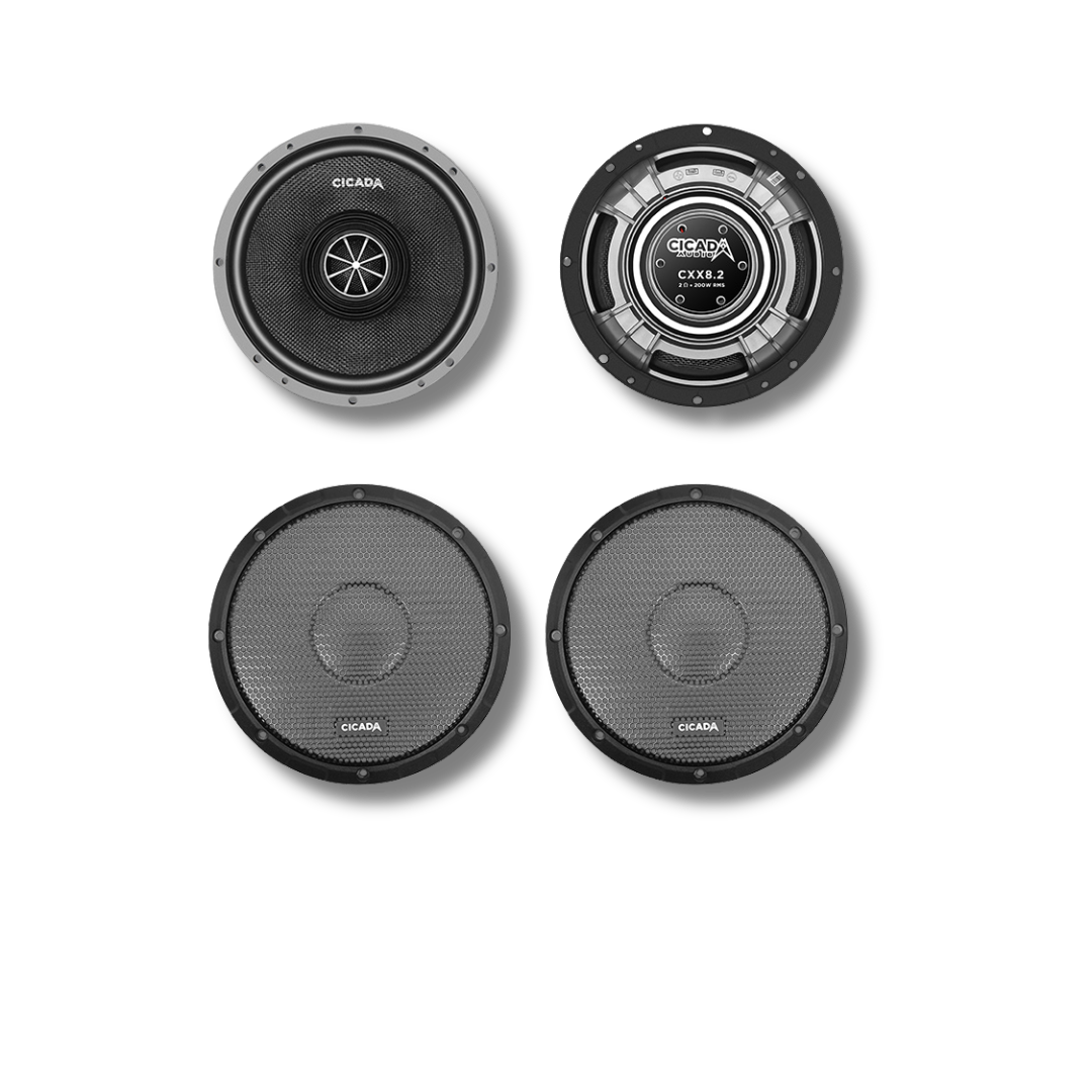 Cicada Audio CXX8.2 — 8" 2Ω Pro Coaxial Harley Custom Build Speakers (Pair)