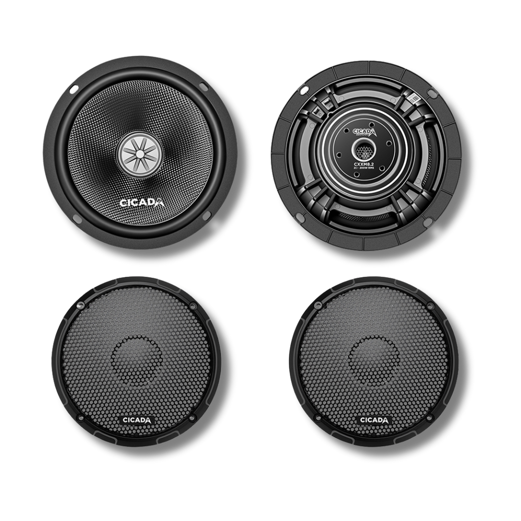 Cicada Audio CXXM8.2 8-inch 2-ohm mid-bass motorcycle speakers for Harley-Davidson Touring (pair)