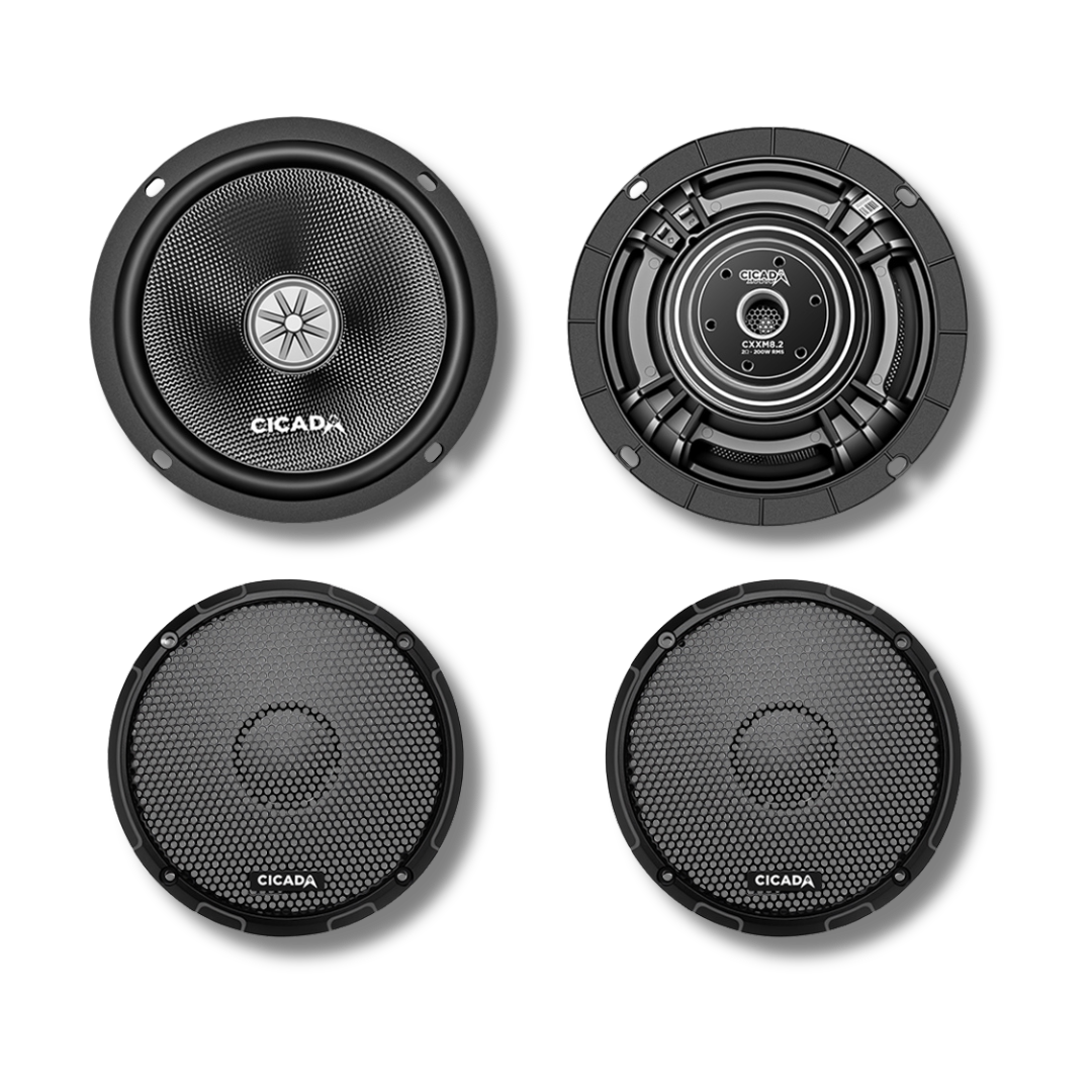 Cicada Audio CXXM8.2 8-inch 2-ohm mid-bass motorcycle speakers for Harley-Davidson Touring (pair)