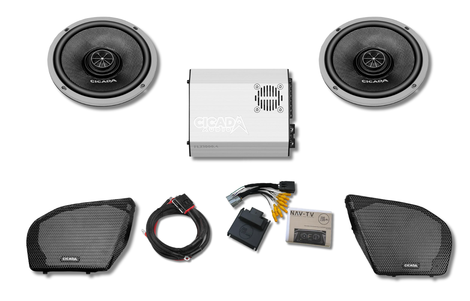 Cicada 4-Channel Amplifier & 2 CXX Coaxial Front Speakers — 2024+ Road Glide Audio System