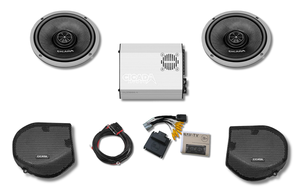 Cicada 4-Channel Amplifier & 2 CXX Coaxial Front Speakers — 2024+ Street Glide Audio System