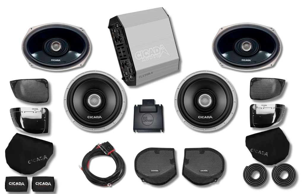 Cicada 4-Channel Amplifier & 4 CX Coaxial Speakers — 2024+ Road Glide Audio System