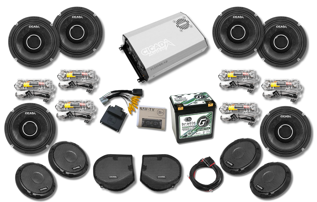 Cicada 4-Channel Amplifier & CHX Pro Horn 6-Speaker System — CVO Street Glide Limited Audio System (FLX2000.4)
