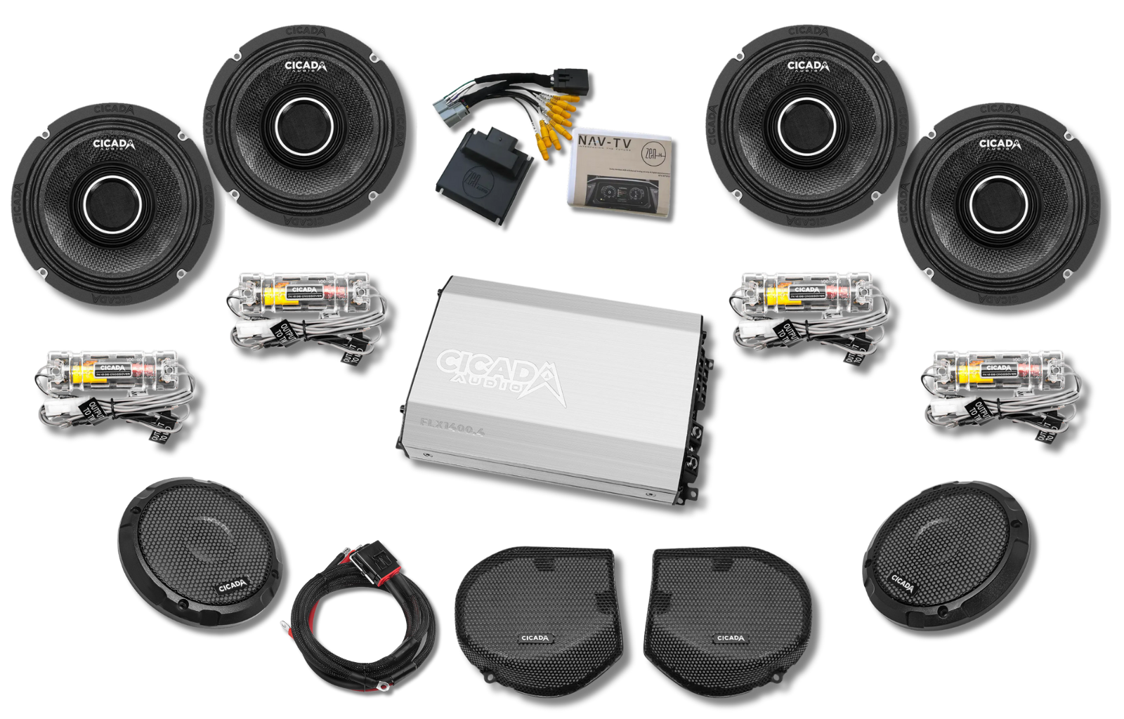 Cicada 4-Channel Amplifier & CHX Pro Horn Front & Tour-Pak Speakers — Street Glide Limited Audio System