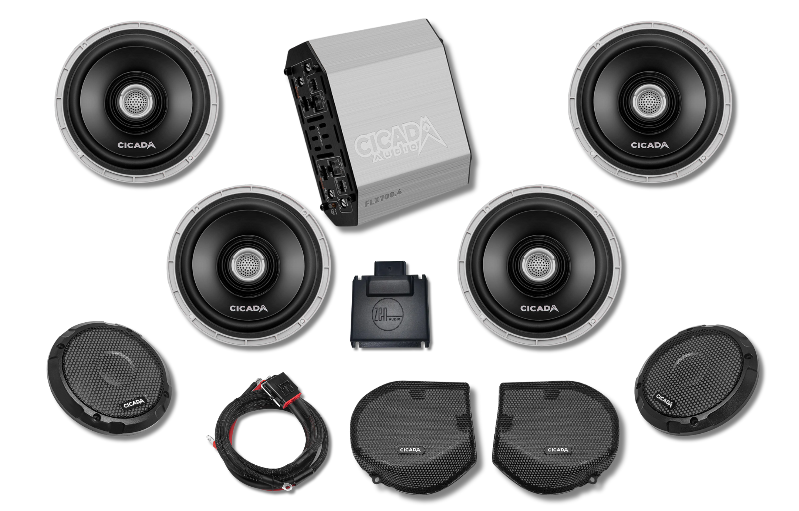 Cicada 4-Channel Amplifier & CX Coaxial Front & Tour-Pak Speakers — Street Glide Limited Audio System