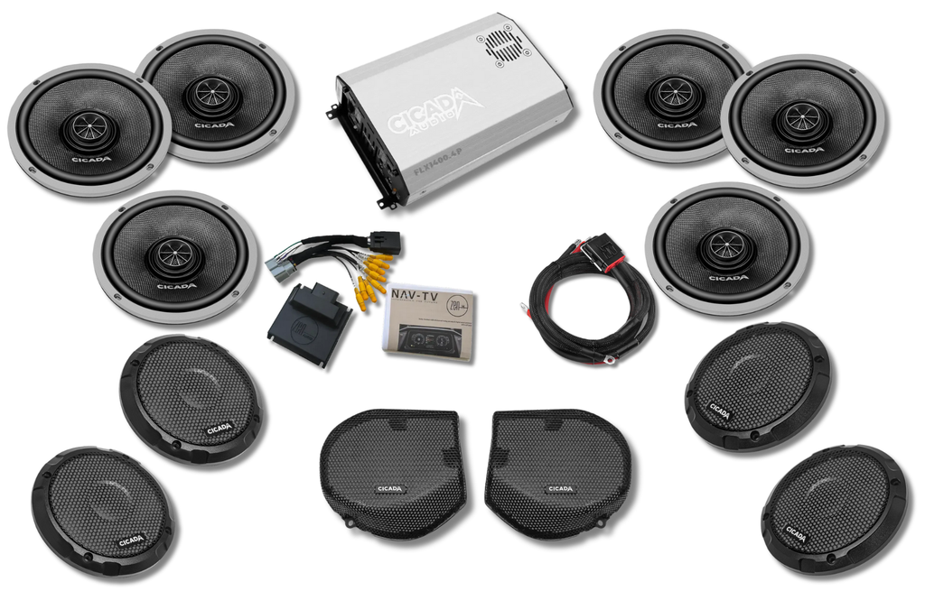 Cicada 4-Channel Amplifier & CXX Coaxial 6-Speaker System — CVO Street Glide Limited Audio System