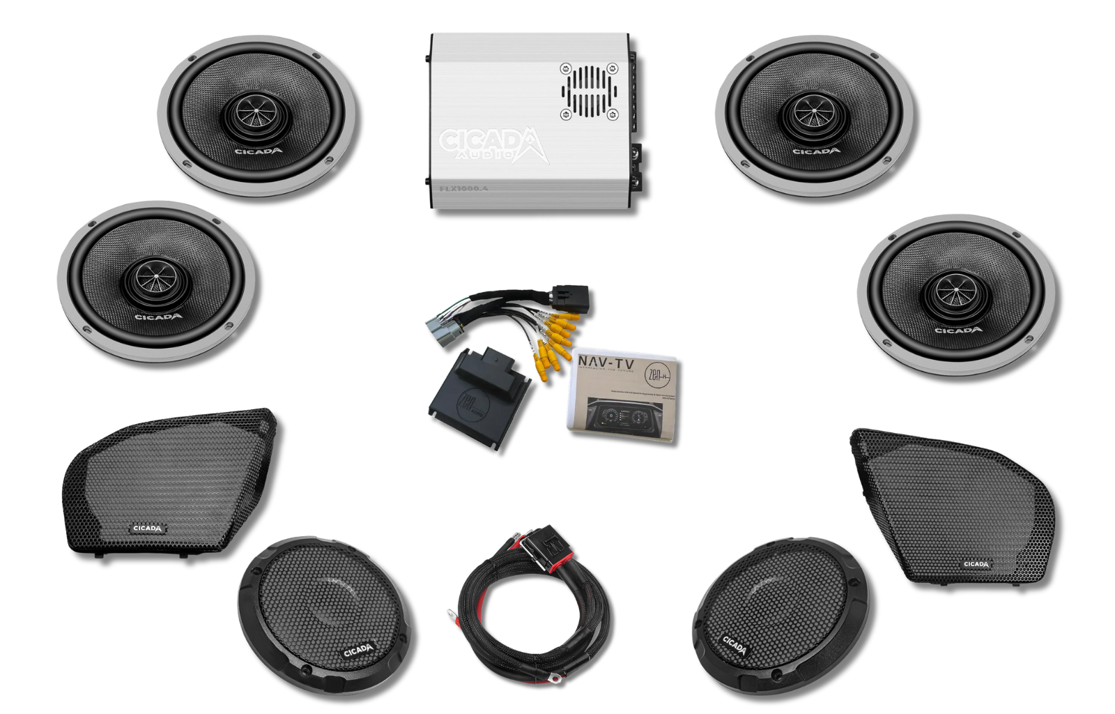 Cicada 4-Channel Amplifier & CXX Coaxial Front & Tour-Pak Speakers — Road Glide Limited Audio System