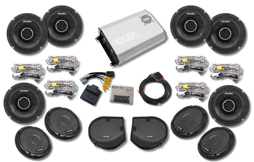 Cicada 4-Channel DSP Amplifier & CHX Pro Horn 6-Speaker System — CVO Street Glide Limited Audio System