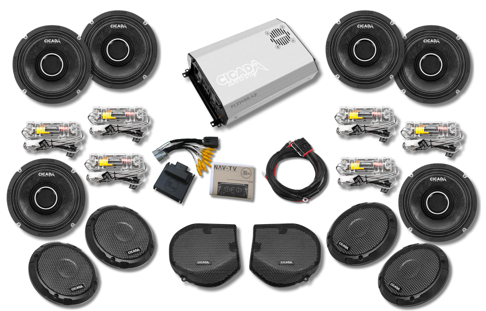 Cicada 4-Channel DSP Amplifier & CHX Pro Horn 6-Speaker System — CVO Street Glide Limited Audio System