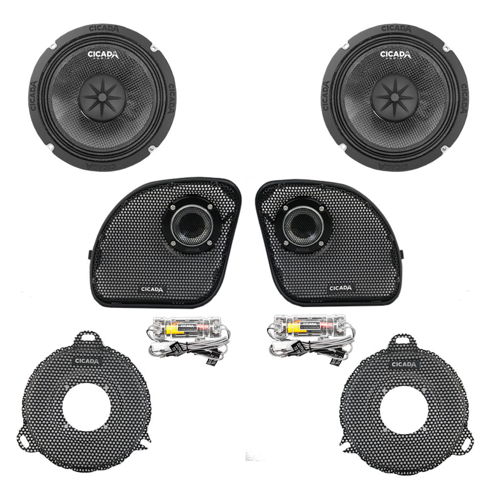 Cicada Audio 14CXK65.4 — 6.5" Mid-Bass Component Speaker Kit for 2014–2023 Harley Touring Models (4Ω)