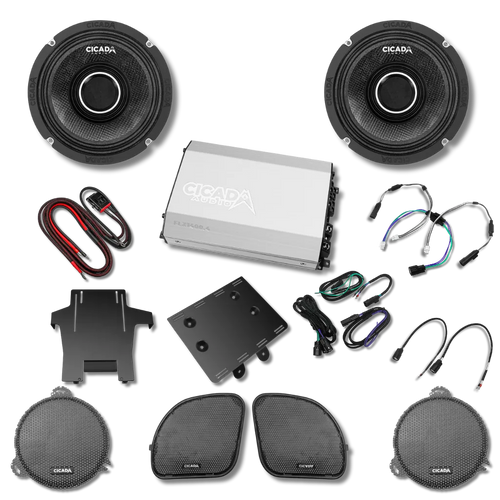 Cicada Audio 14FLXCHX-4X2 — Level 5 Horn Coaxial Front Stage Kit (2014–2023 Harley-Davidson Touring)