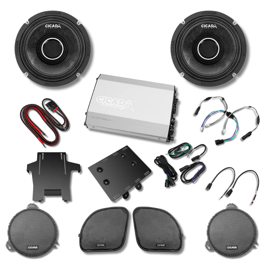 Cicada Audio 14FLXCHX-4X2 — Level 5 Horn Coaxial Front Stage Kit (2014–2023 Harley-Davidson Touring)