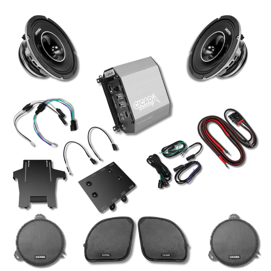 Cicada Audio 14FLXPCH-4X2 — Level 3 PRO DSP Front Stage for 2014–2023 Harley Touring