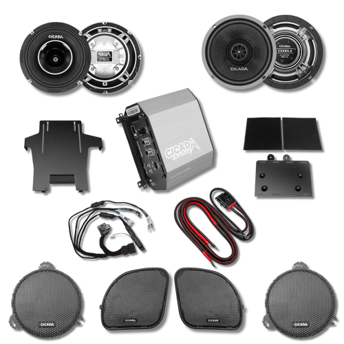 Cicada Audio 14FLXPCHCXX-4X4U — Level 3 PRO DSP Amplifier & Horn Coaxial Ultra Kit for 2014–2023 Harley Touring