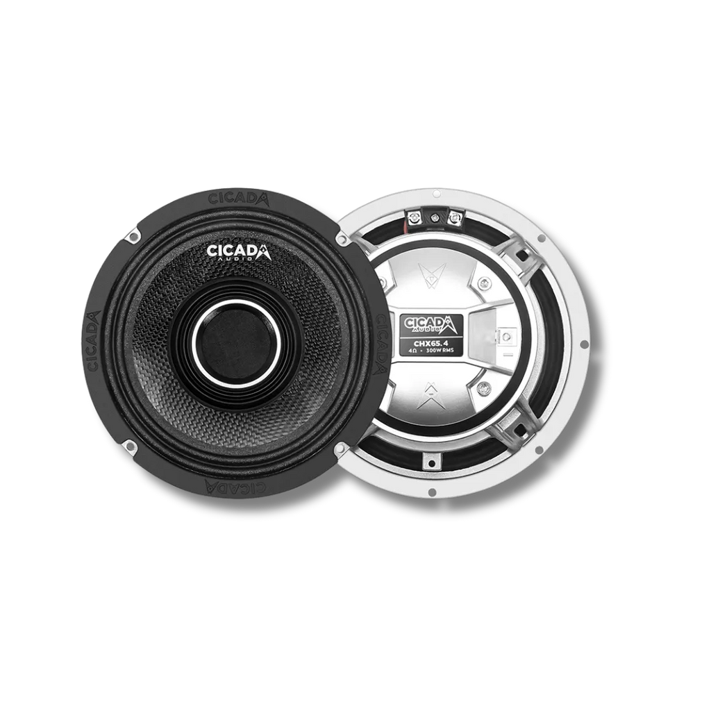 Cicada Audio CHX65.2 — 6.5" Pro Coaxial Horn Motorcycle Speakers (2Ω, Carbon Matrix Composite)