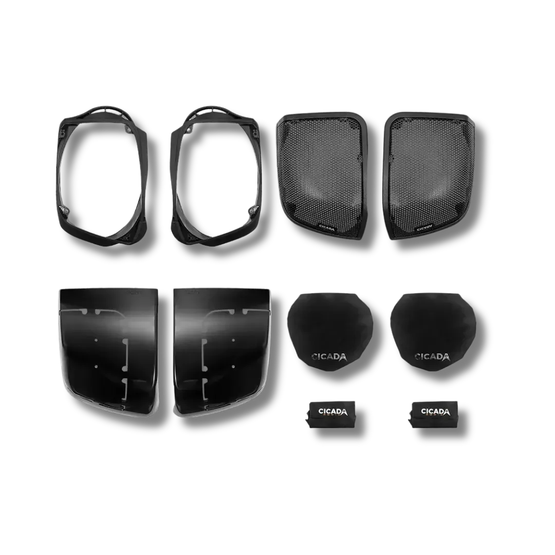 Cicada Audio 14FLXPCHX-4X4 — 1400W 4-Channel DSP Amplifier & Pro Horn Speaker Complete System for Harley Touring (2014–2023)