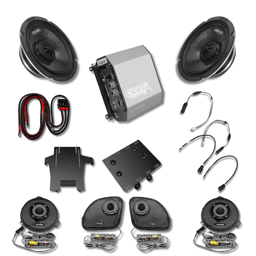 Cicada Audio 14FLXPCM-4X4 — Level 4 PRO Active Component Front Stage for 2014–2023 Harley Touring