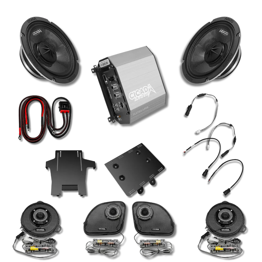 Cicada Audio 14FLXPCM-4X4 — Level 4 PRO Active Component Front Stage for 2014–2023 Harley Touring