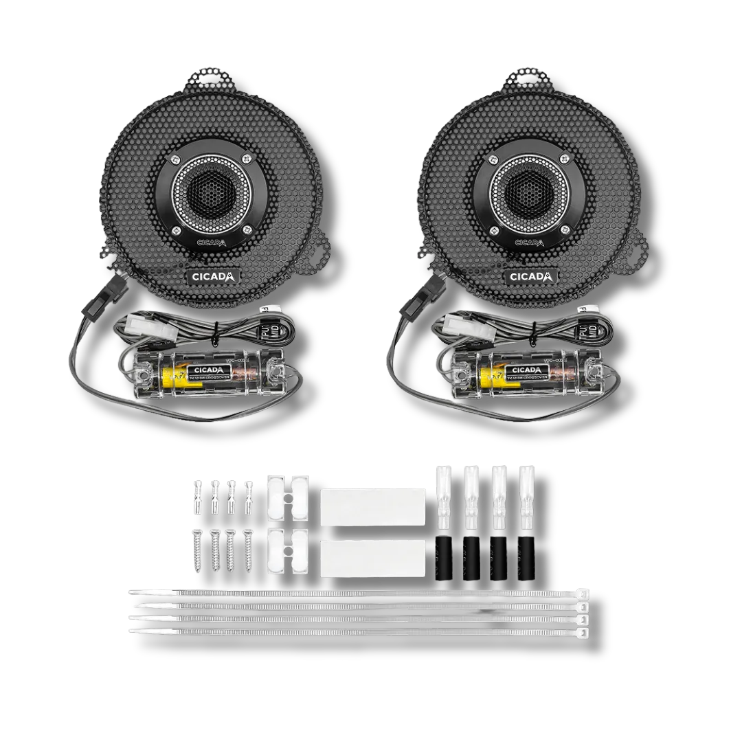 Cicada Audio 14FLXPCM-4X8 — Active 2-Way Component Full Stage Kit (2014–2023 Harley-Davidson Touring)