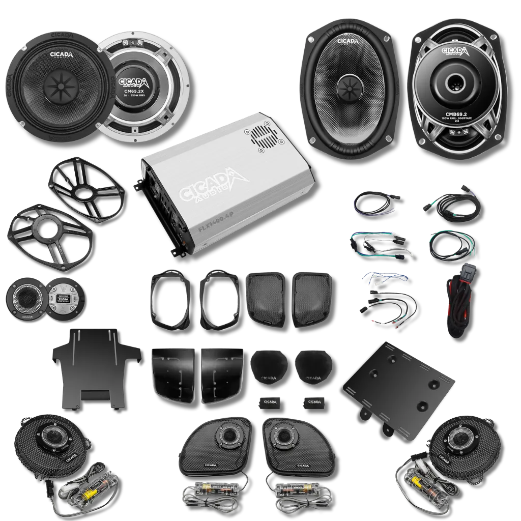 Cicada Audio 14FLXPCM-4X8 — Active 2-Way Component Full Stage Kit (2014–2023 Harley-Davidson Touring)