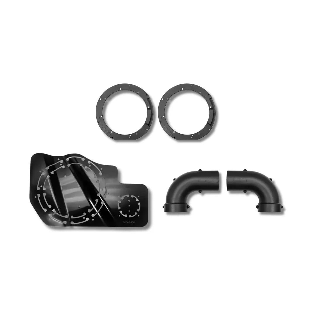Cicada Audio 14HD Saddlebag Foundation Bundle — Ring, Template & 3″ Port Kit for Harley Touring (2014–2023)