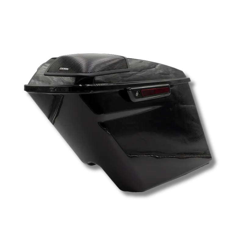 Cicada Audio 14HDXBAG10LID69 Extended Saddlebag System with 6×9″ Lid & 10″ Bag Cutouts (2014–2023 Harley Touring)
