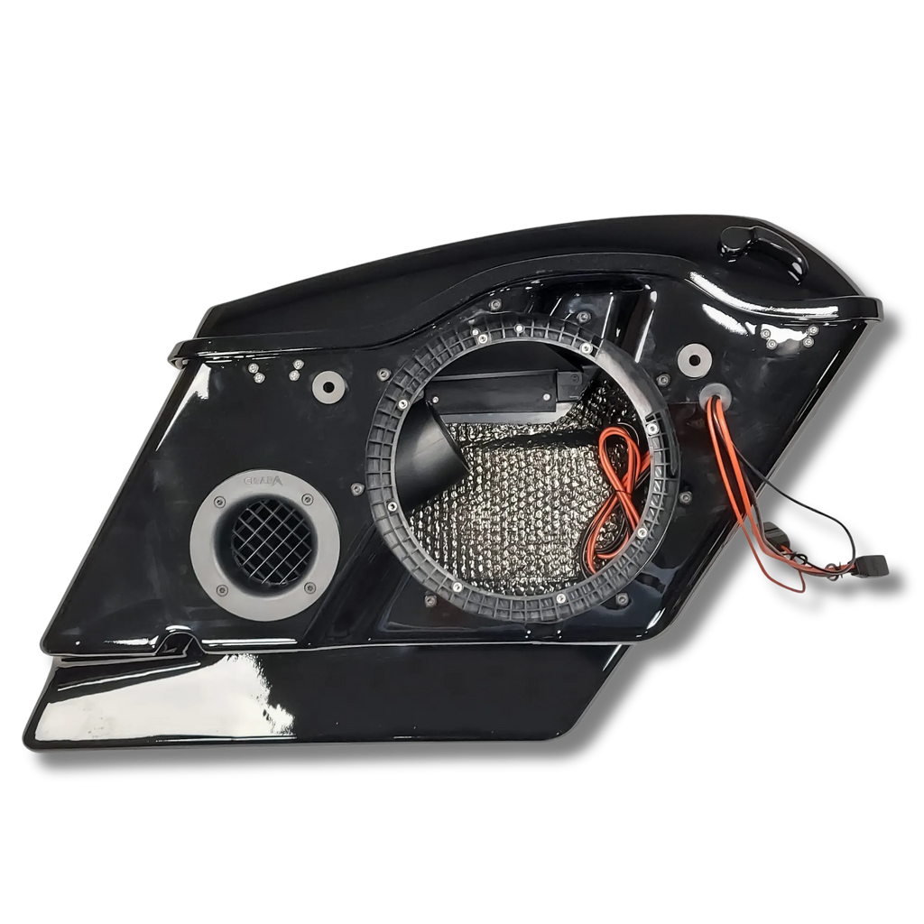 Cicada Audio 14HDXBAG10LID69 Extended Saddlebag System with 6×9″ Lid & 10″ Bag Cutouts (2014–2023 Harley Touring)