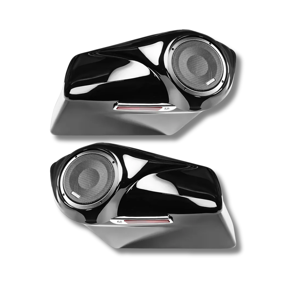 Cicada Audio 14HDXBAG10LID8 Extended Saddlebag System with 8″ Lid & 10″ Bag Cutouts (2014–2023 Harley Touring)