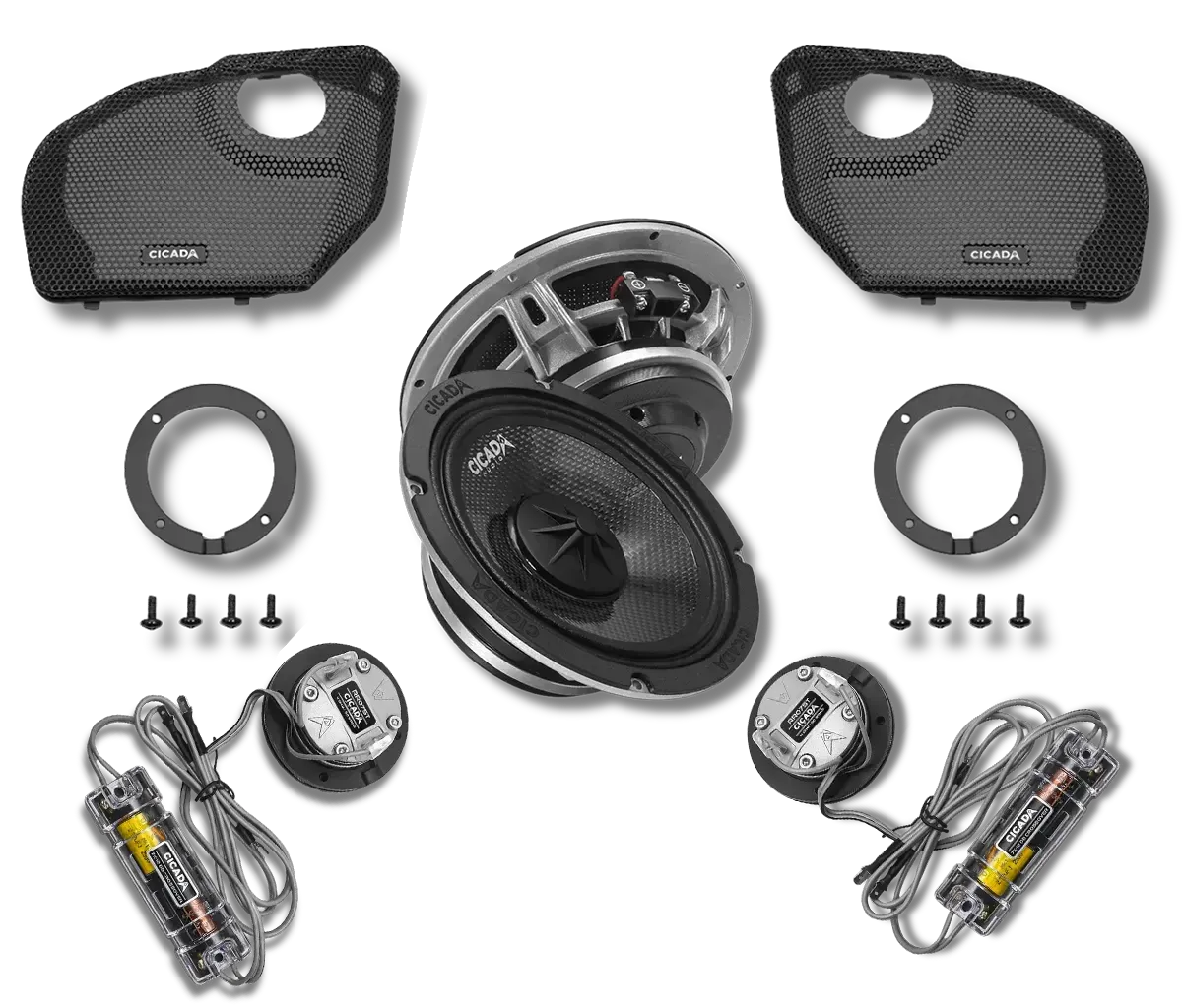 Cicada Audio 24CXK65.4RG — CMX 4Ω Mid-Bass & RR Horn Front Speaker Kit for Harley-Davidson Road Glide (2024+)