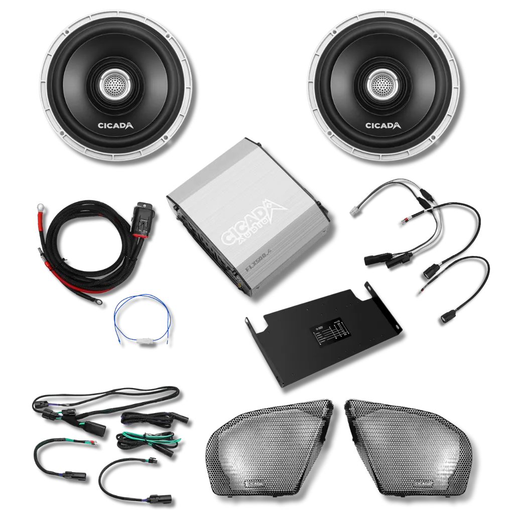 Cicada Audio 24FLXCX-4X2RG — Level 1 Front Stage Kit for 2024+ Road Glide®