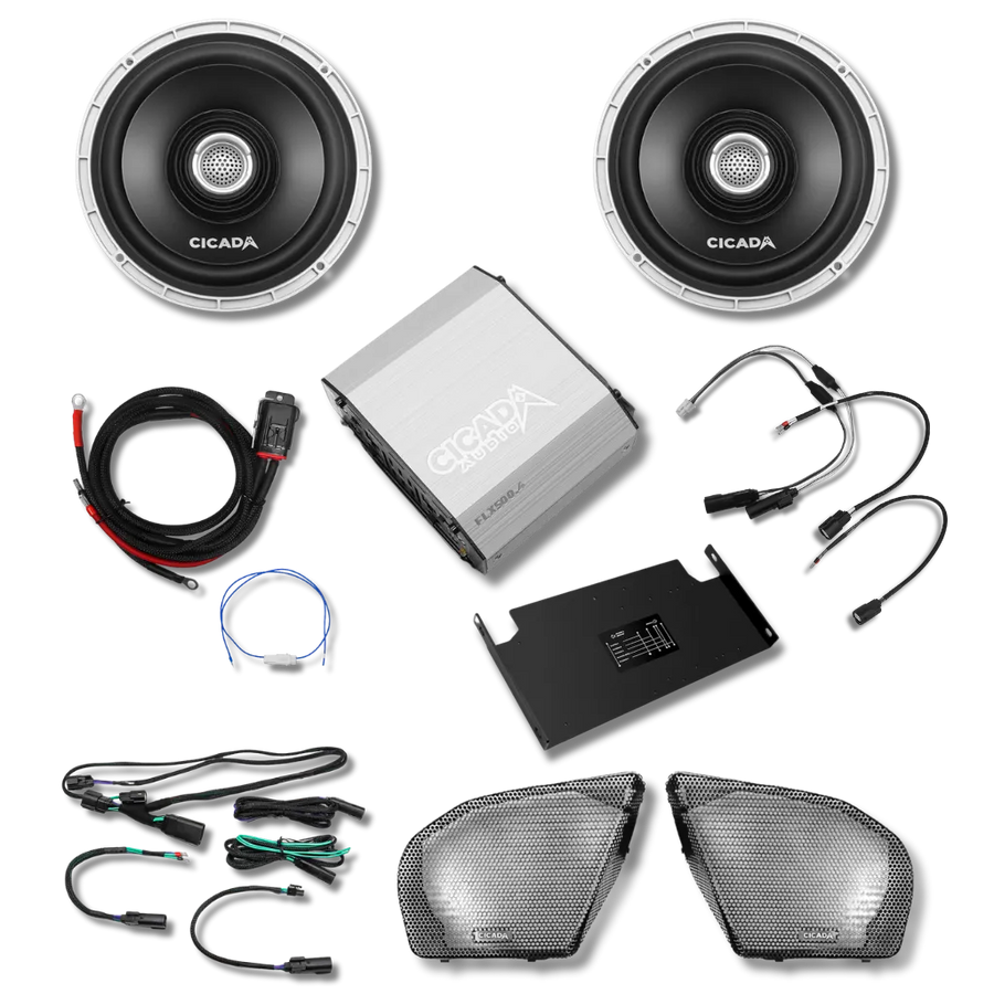 Cicada Audio 24FLXCX-4X2RG — Level 1 Front Stage Kit for 2024+ Road Glide®