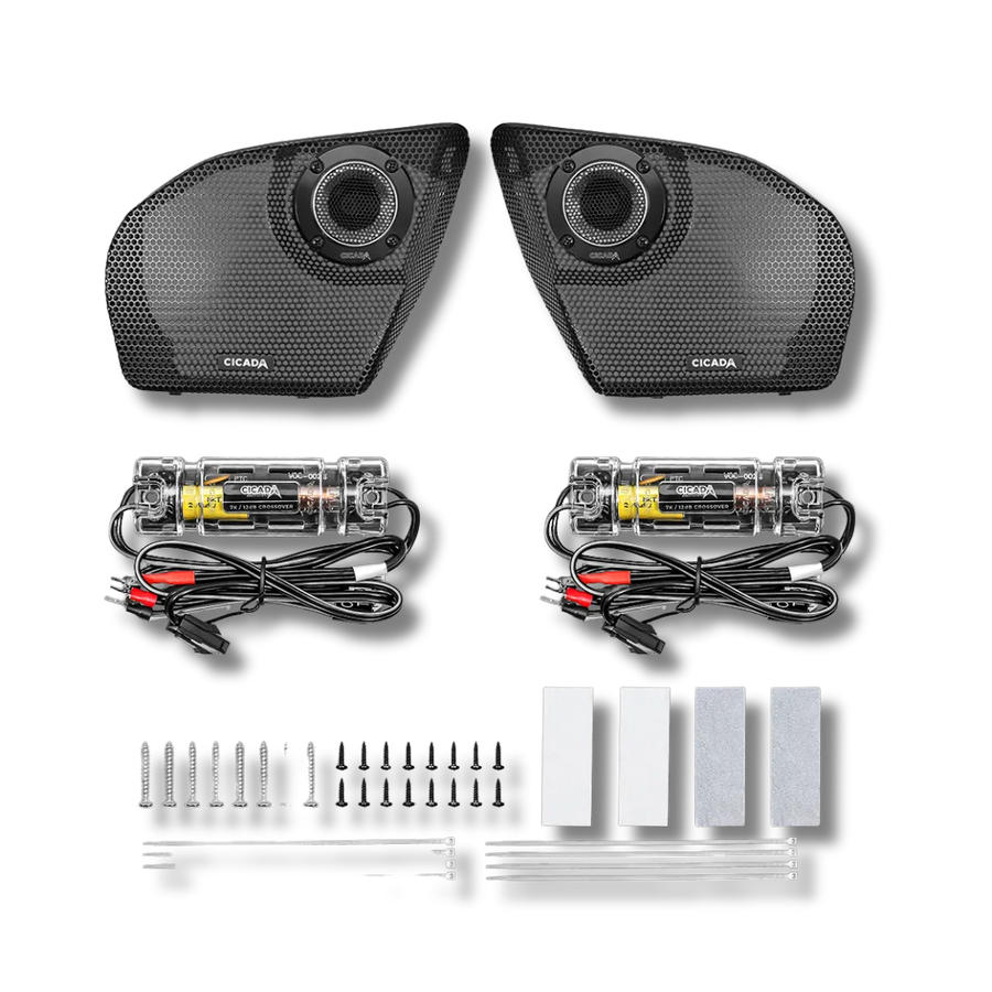 Cicada Audio 24CHDRGGTK-075 — 2024+ Road Glide® Kidney Grille + RR075T Tweeter Kit (4Ω, Pair)
