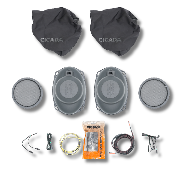 Cicada Audio 24HDBAG10LID69 – 2024+ Harley Assembled Saddlebag System with 10-inch Bag and 6x9-inch Lid Cutouts