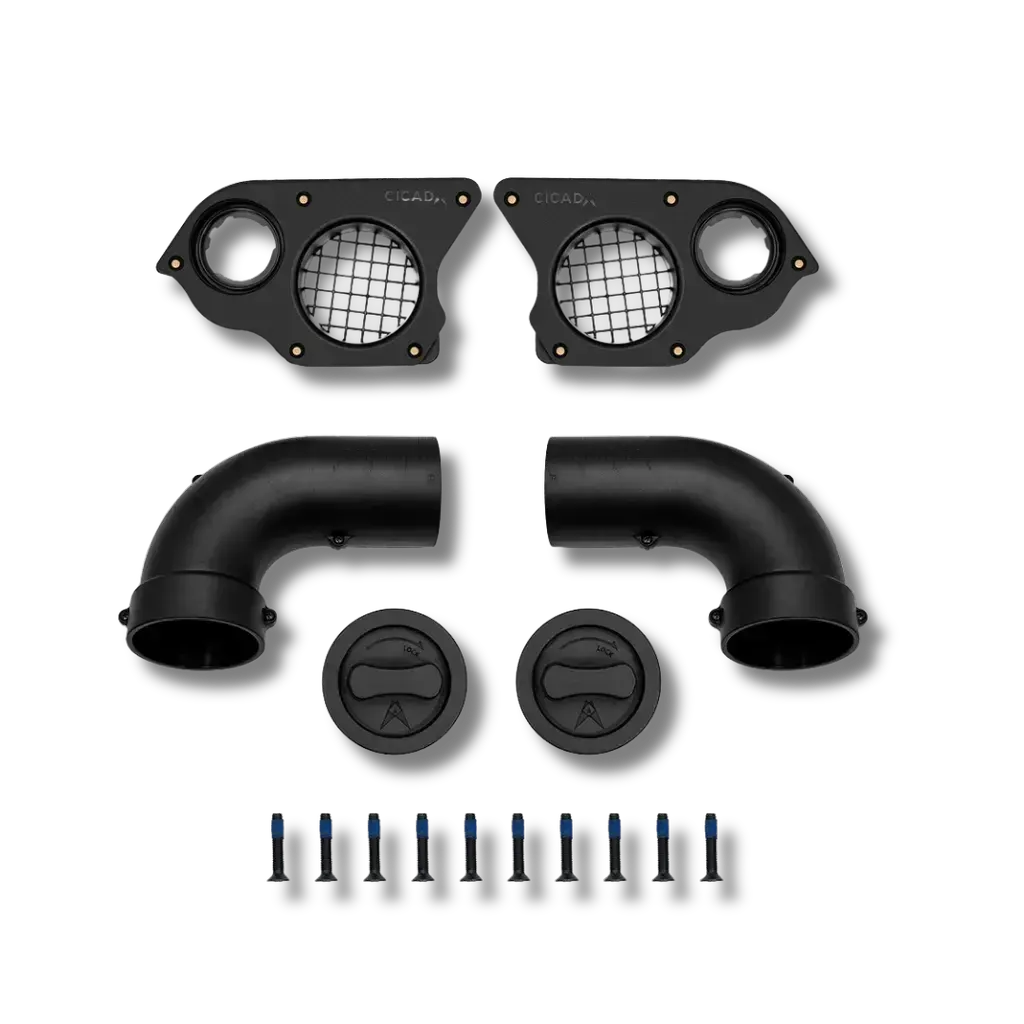 Cicada Audio 24HDPORT3 3″ Right-Angle Port with Pass-Through Plugs (2024+ Harley Touring)