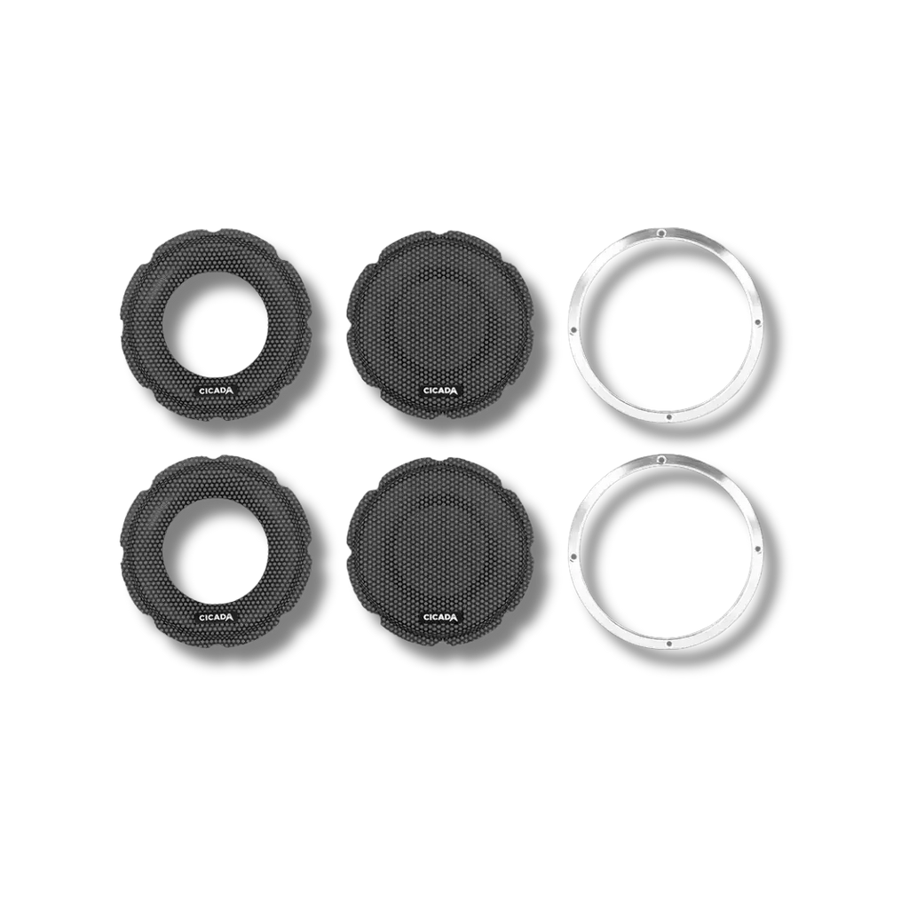 Cicada Audio CBG65FR — 6.5″ Flush Style Speaker Grilles (Raw Rings / Black Grilles)