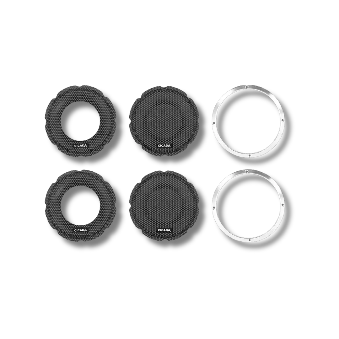 Cicada Audio CBG65FR — 6.5″ Flush Style Speaker Grilles (Raw Rings / Black Grilles)