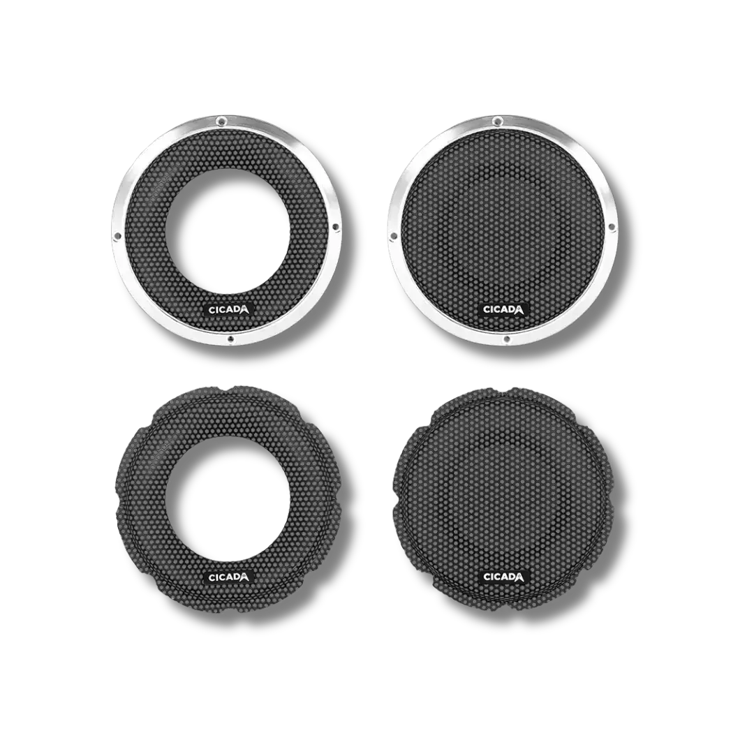 Cicada Audio CBG65FR — 6.5″ Flush Style Speaker Grilles (Raw Rings / Black Grilles)